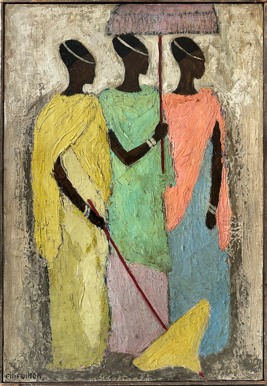Ellis Wilson Oil on Canvas: Three Female Figures