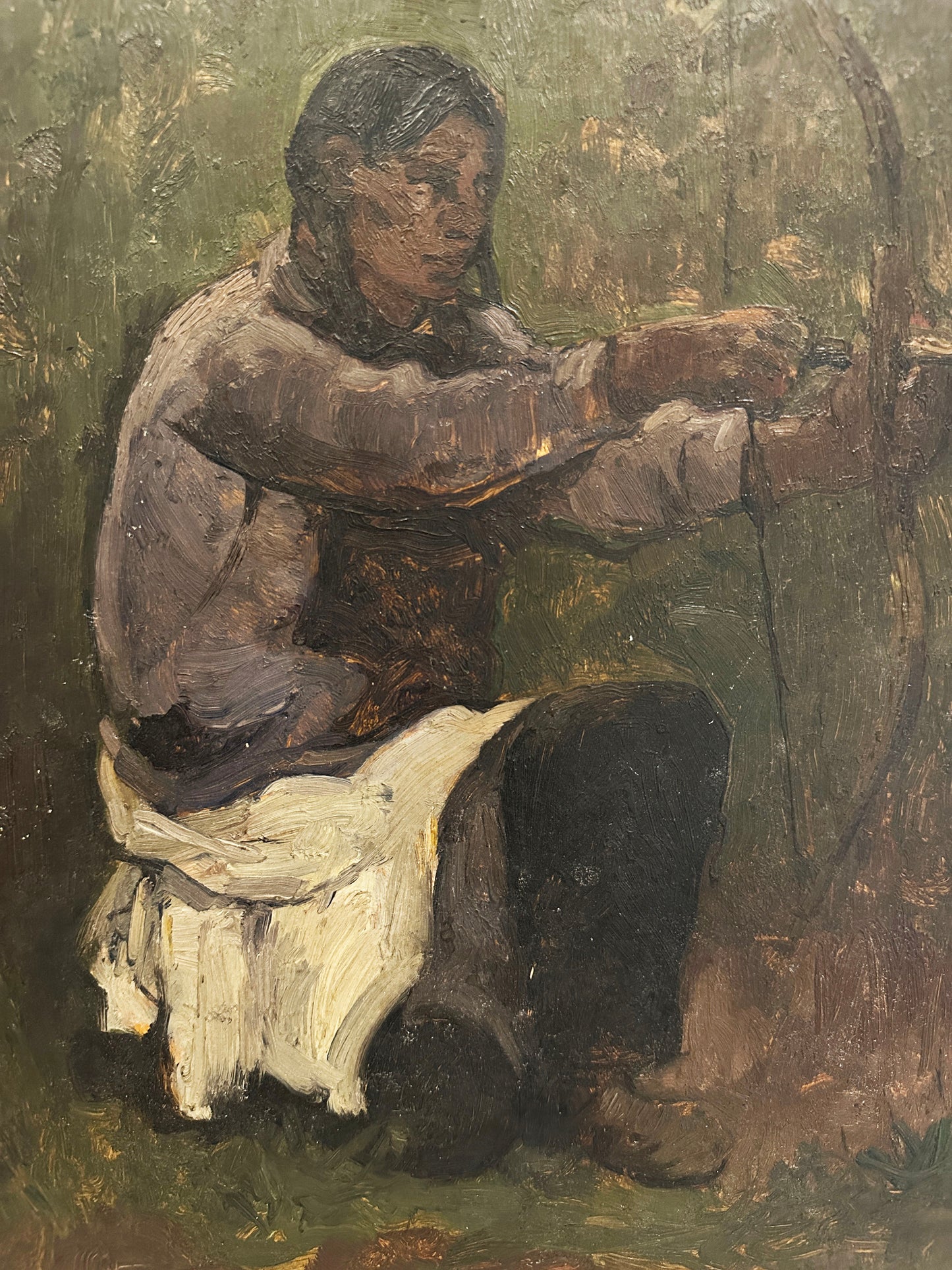 Eugene Higgins Oil Painting: A man with a bow and arrow