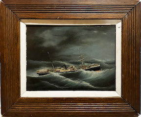 After James E. Buttersworth Oil Painting: "White Star Line, 1892"