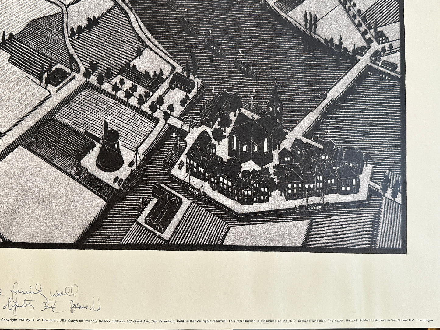 Maurits Cornelis Escher Lithograph: "Day and Night"