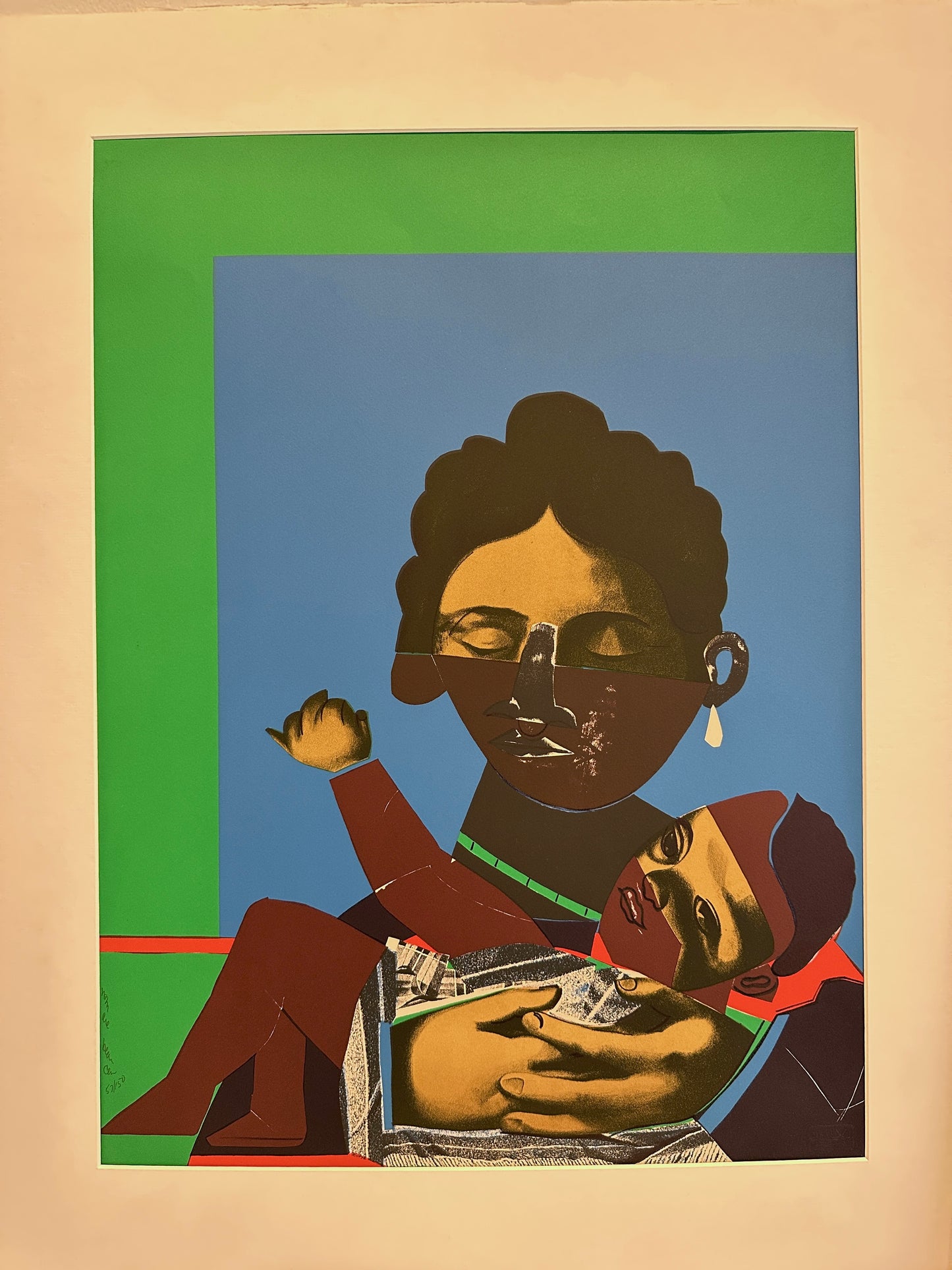 Romare Bearden Screenprint: Mother and child. 57/150