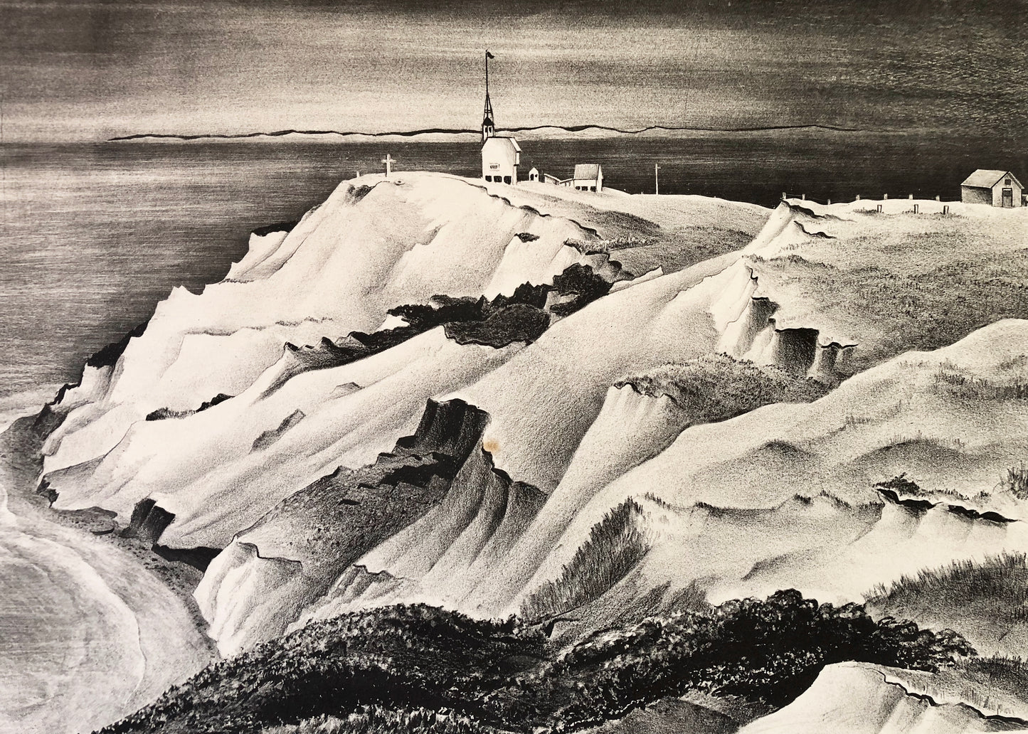 Adolf Dehn Lithograph: "Gay Head Cliffs"