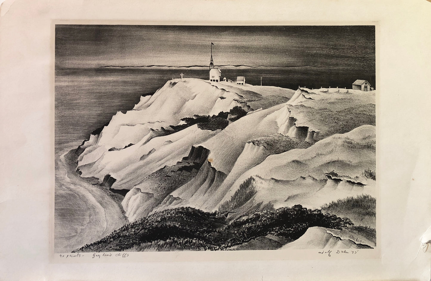 Adolf Dehn Lithograph: "Gay Head Cliffs"