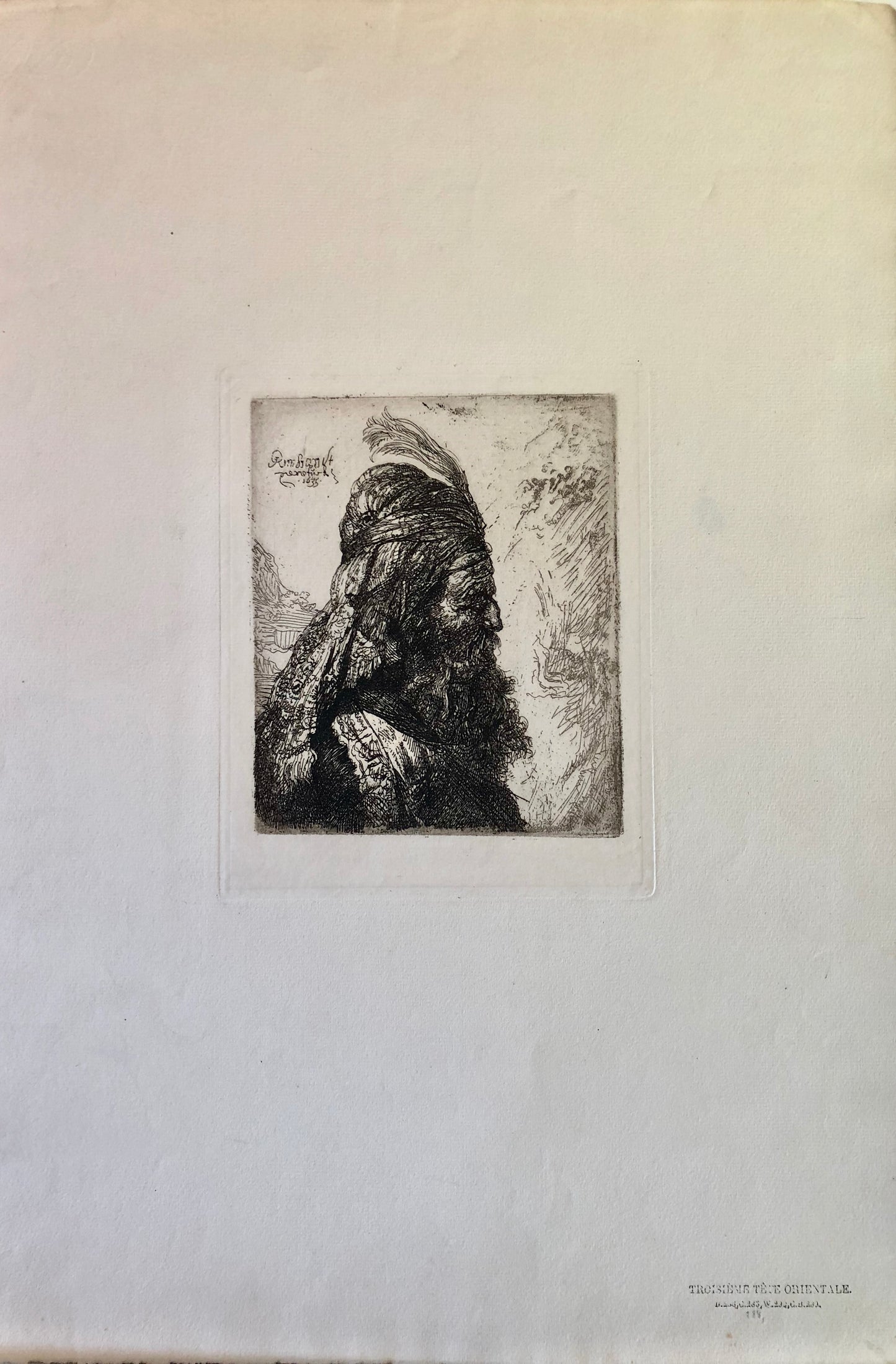 Rembrandt van Rijn Etching: "The Third Oriental Head"