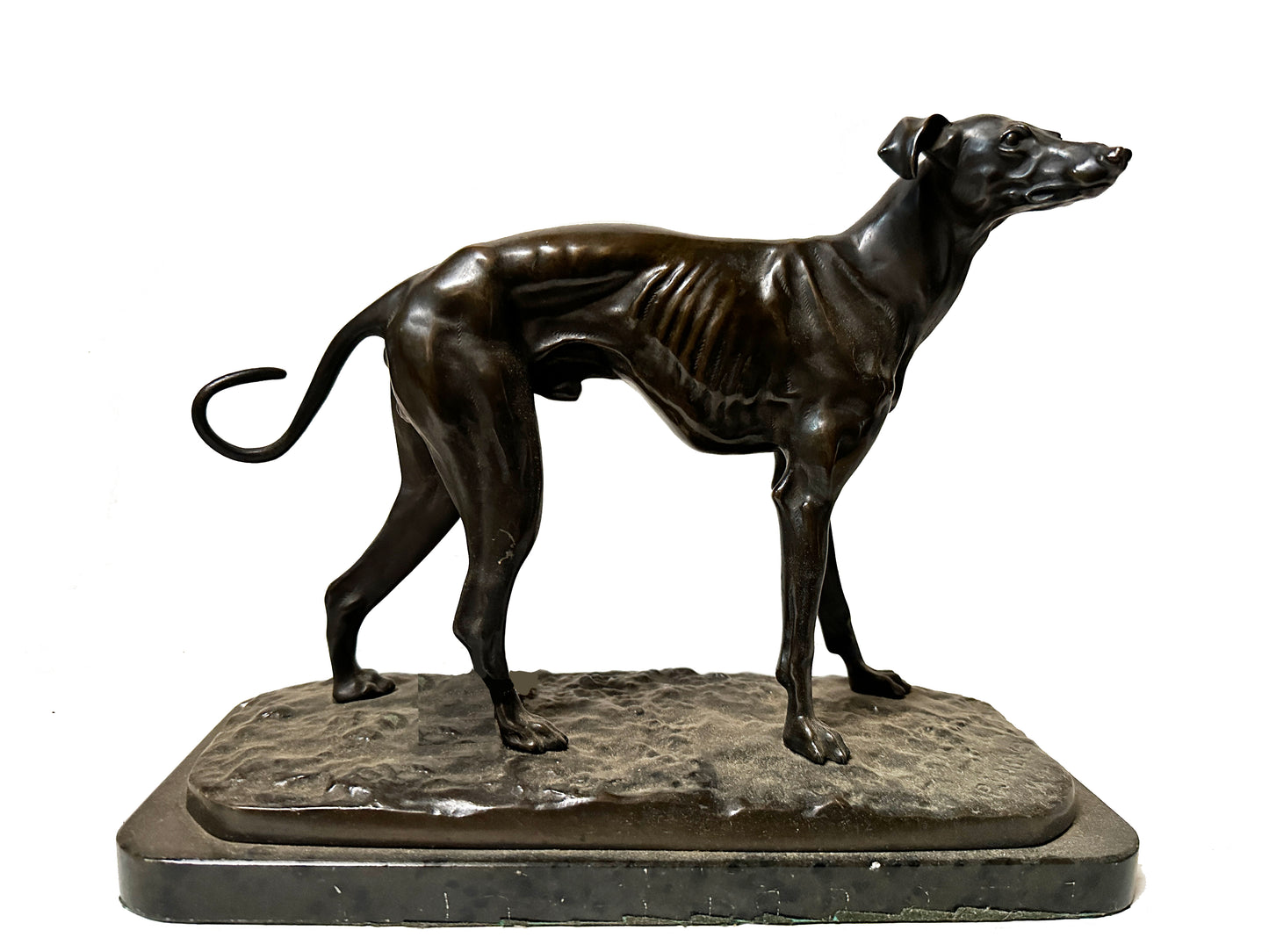 Signed Bronze Sculpture of a Hound by Pierre-Jules Mene