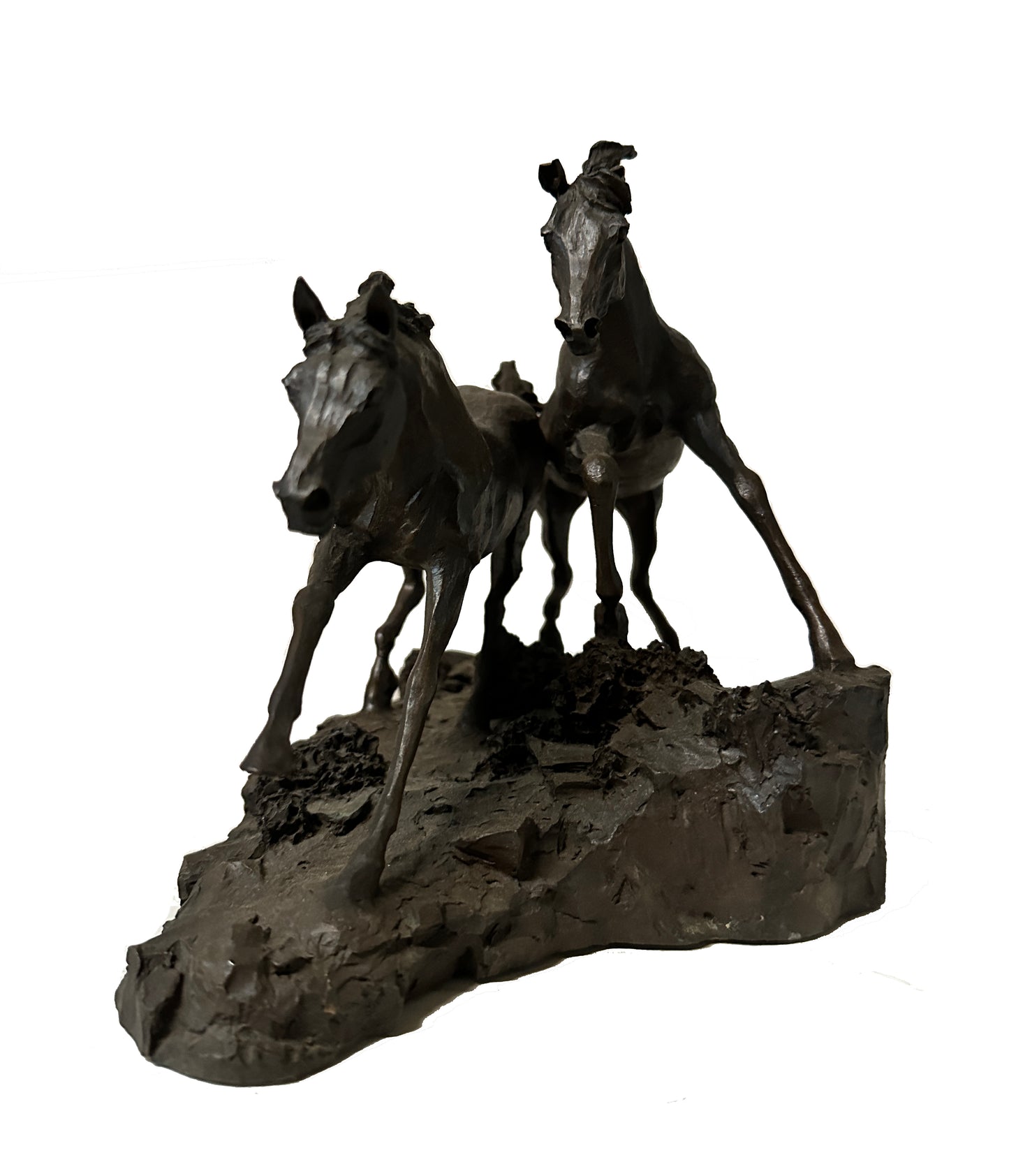 Clay Sculpture of Two Horses - "Morning on the Montana Plains" by Lanford Monroe