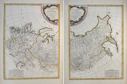 Pair of Maps of Empire Russia by Rigobert Bonne: (1) Partie Occidentale de l'Empire de Russie   (2) Partie Orientale de l'Empire de Russie