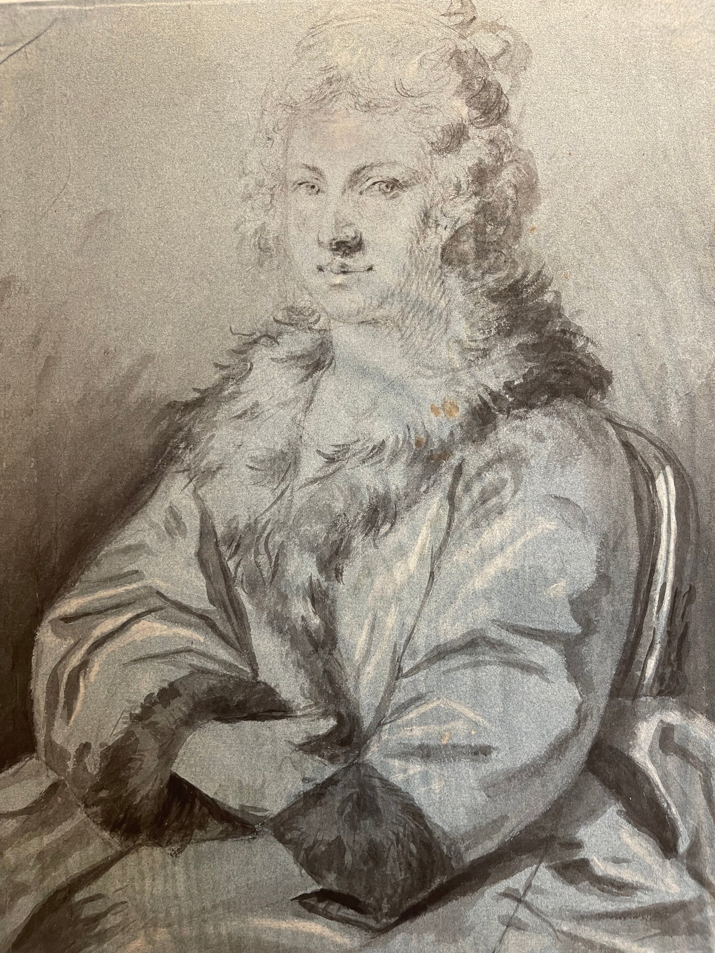 Jacques Andre Joseph Aved (Attrib) Drawing: Portrait of a Seated Woman