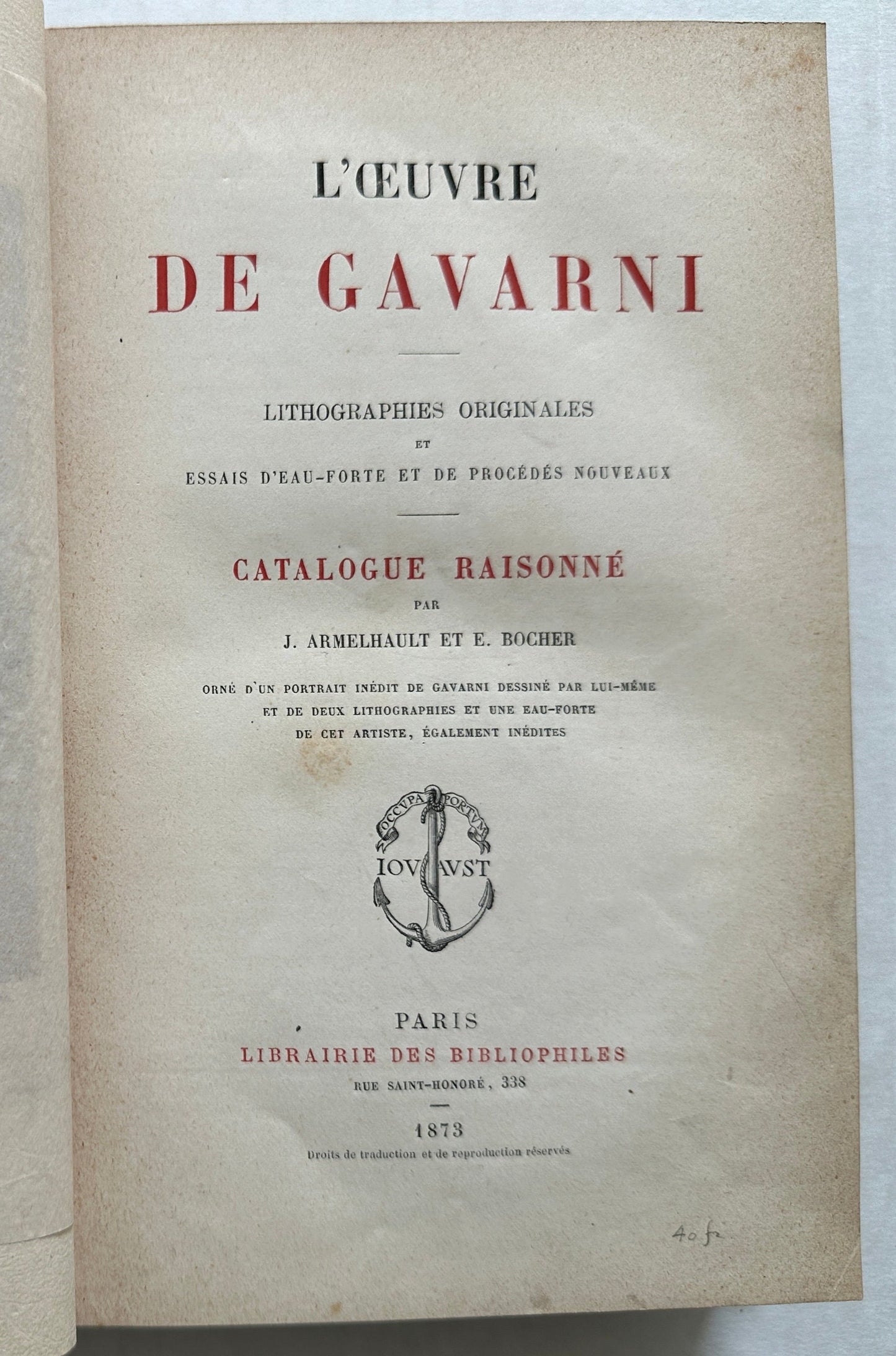 L'oeuvre de Gavarni: Original Lithographs and Essays on Etching and New Processes