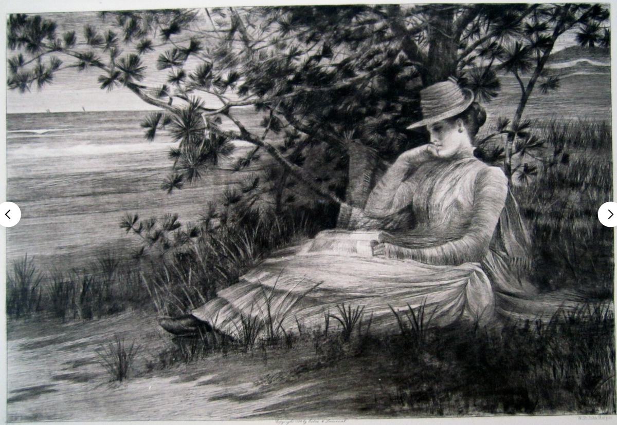 "Revery", 1888. Drypoint by William John Harper