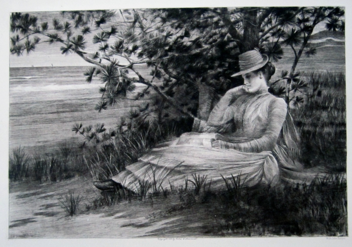 "Revery", 1888. Drypoint by William John Harper