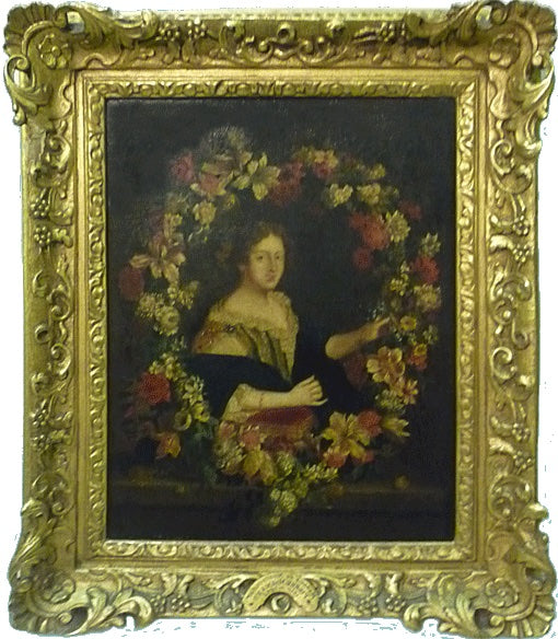 Follower of Pierre I Mignard Oil on Canvas: Portrait of Madame de Montpensier, Madame de Valiere