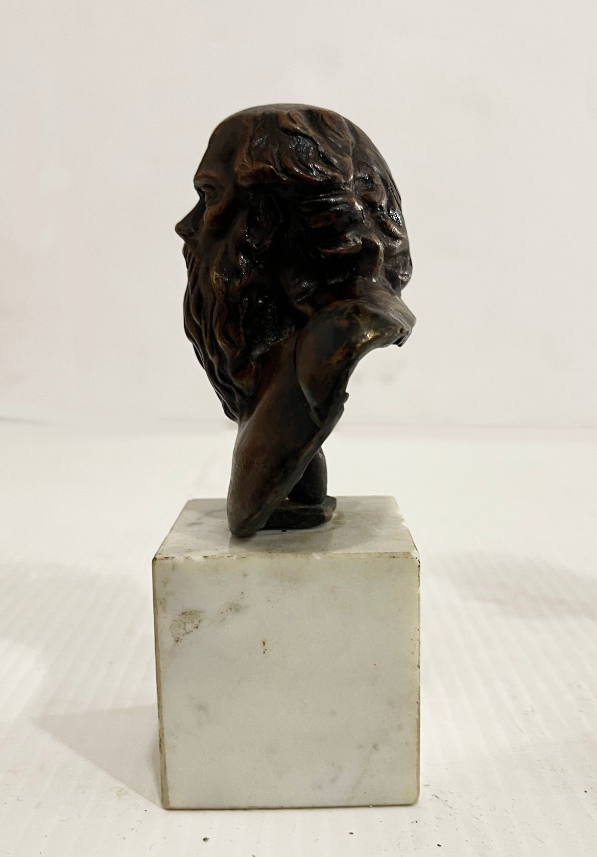 Set of 2 Unsigned Bronze Sculptures: Pair of Miniature Bust of 2 Men