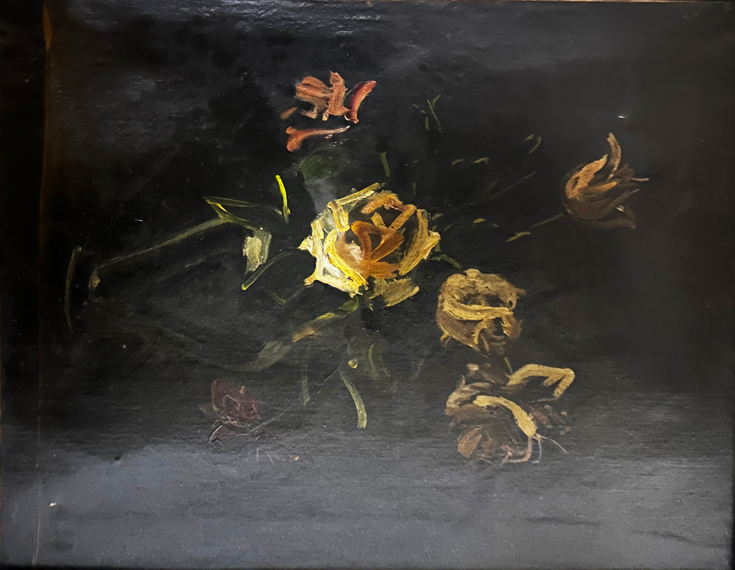 Andre Derain Oil on Canvas: Roses in black background