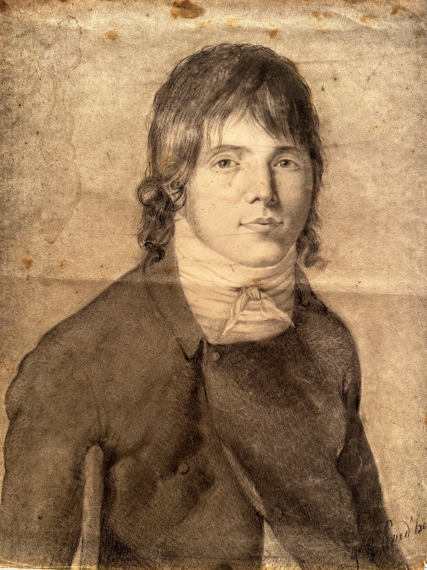 Pierre-Paul Prud'hon Drawing: "Portrait of A Young Man"