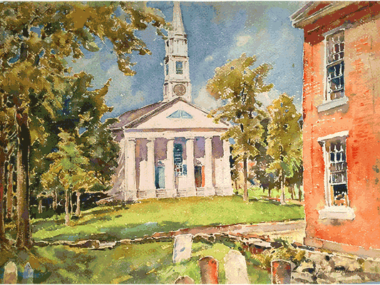 church watercolor