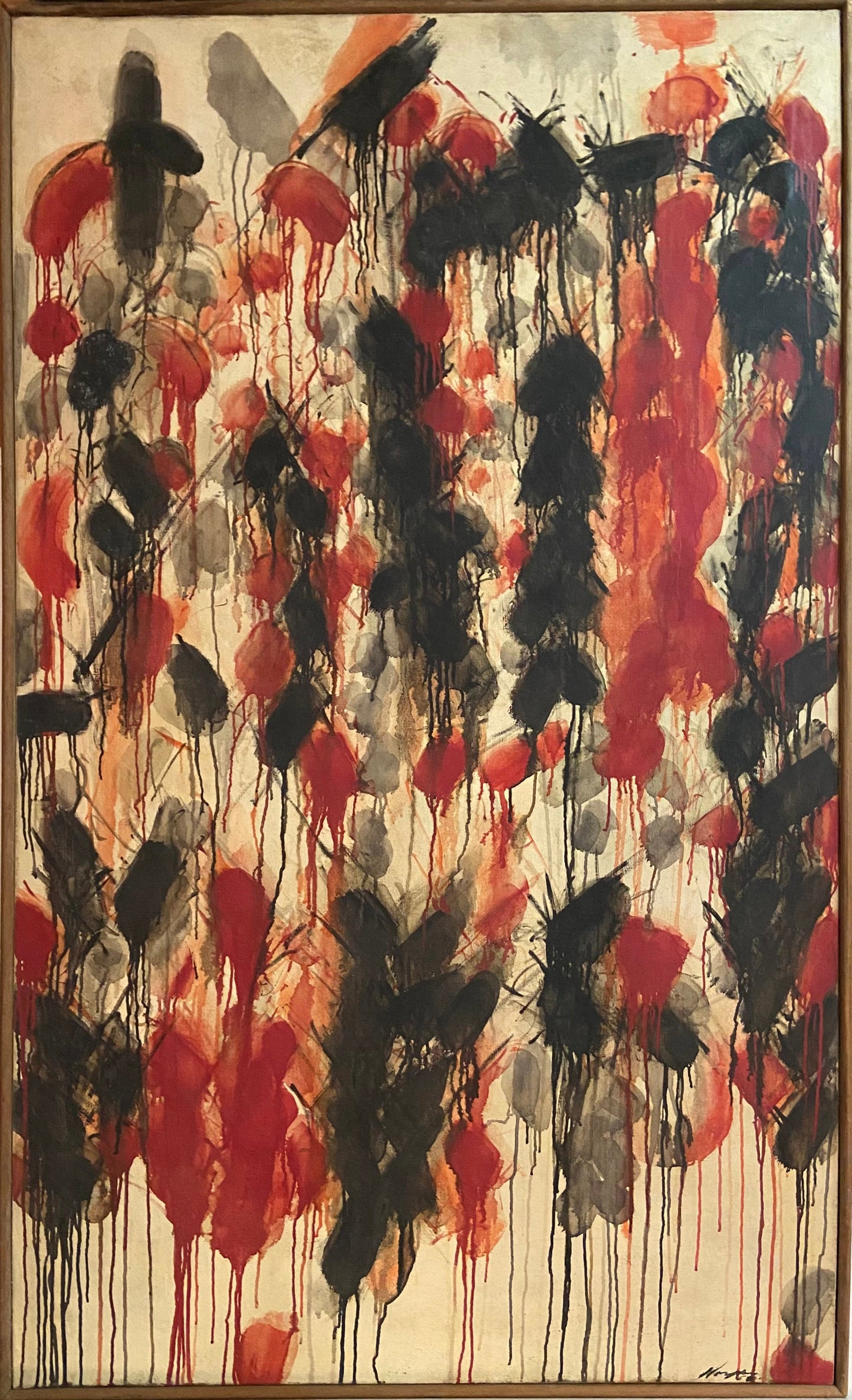 Norman Bluhm Oil Painting: Abstract Red and Black