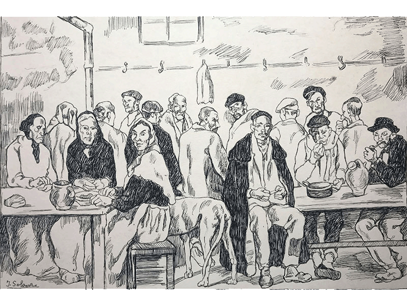 "Peasants eating" by José Solana