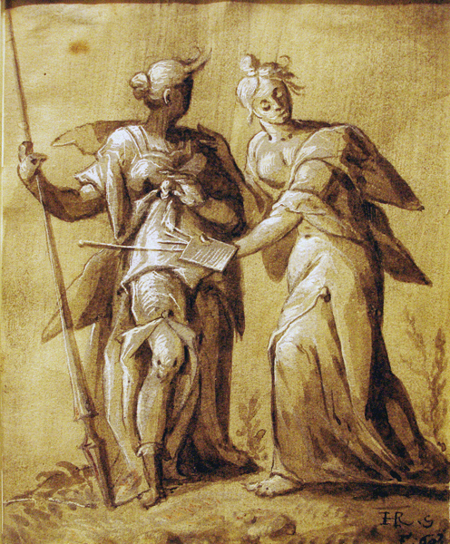 Drawing by Circle of Bartholomeus Spranger: "The Muses"