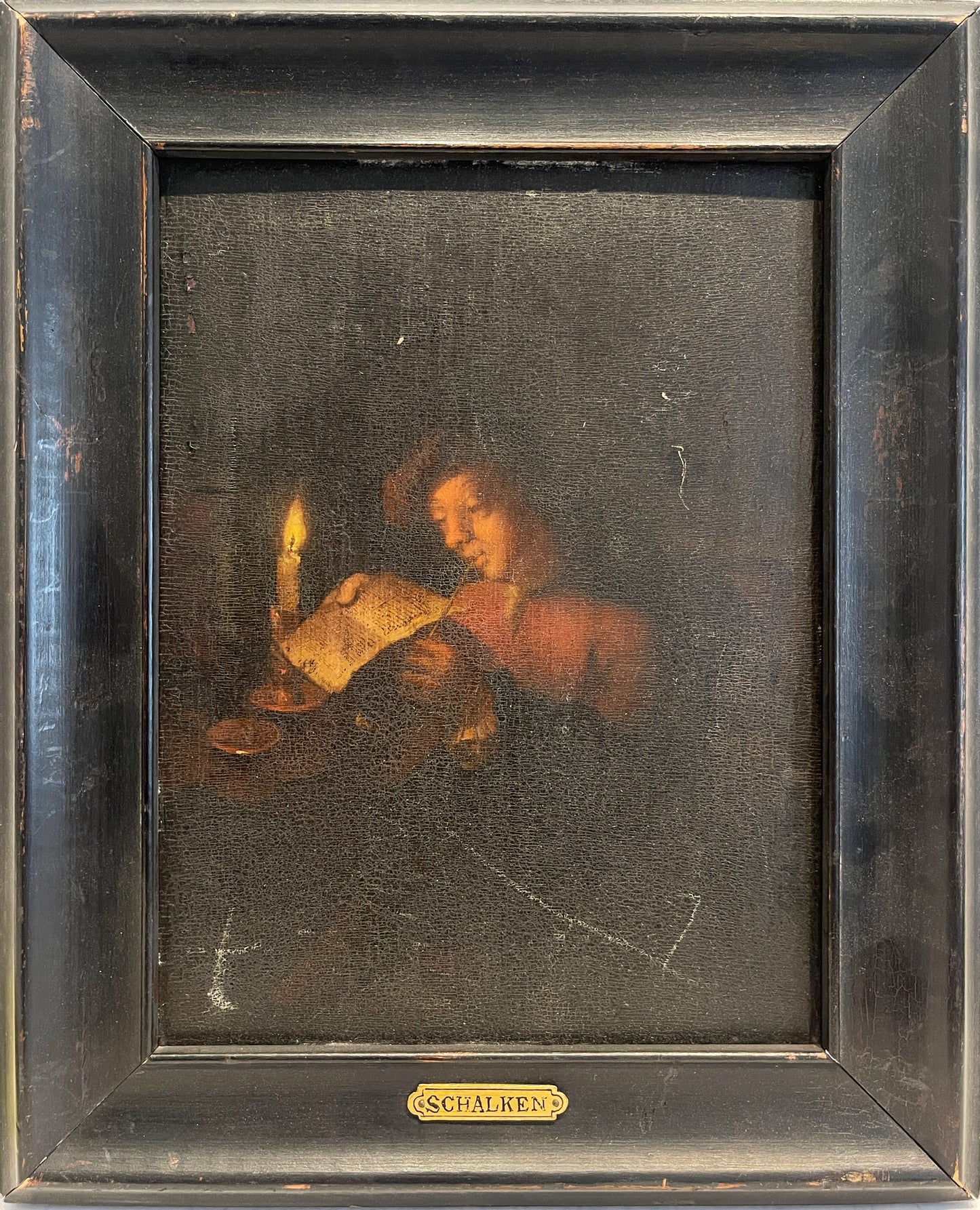 Godfried Schalken Oil Painting: Man reading in candlelight