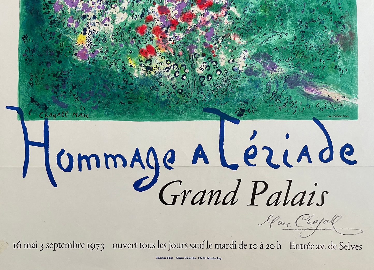 Marc Chagall Signed Exhibition Poster: "Hommage a Tériade, Grand Palais", 1973