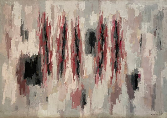 Zyle Abstract Acrylic Painting: "Composition in Pink", 1959
