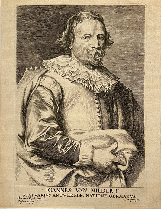 Lucas Emil Vorsterman Engraving: Portrait of Sculptor Johnnes van Mildert