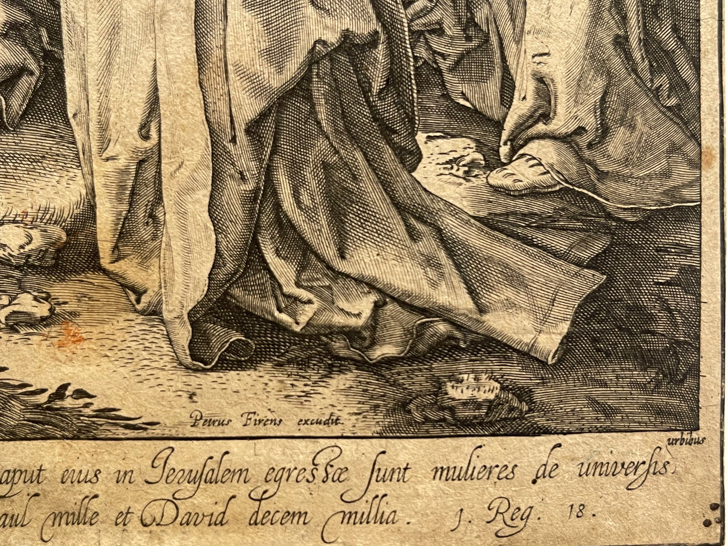 Lucas van Leyden Engraving: David carrying the head of Goliath