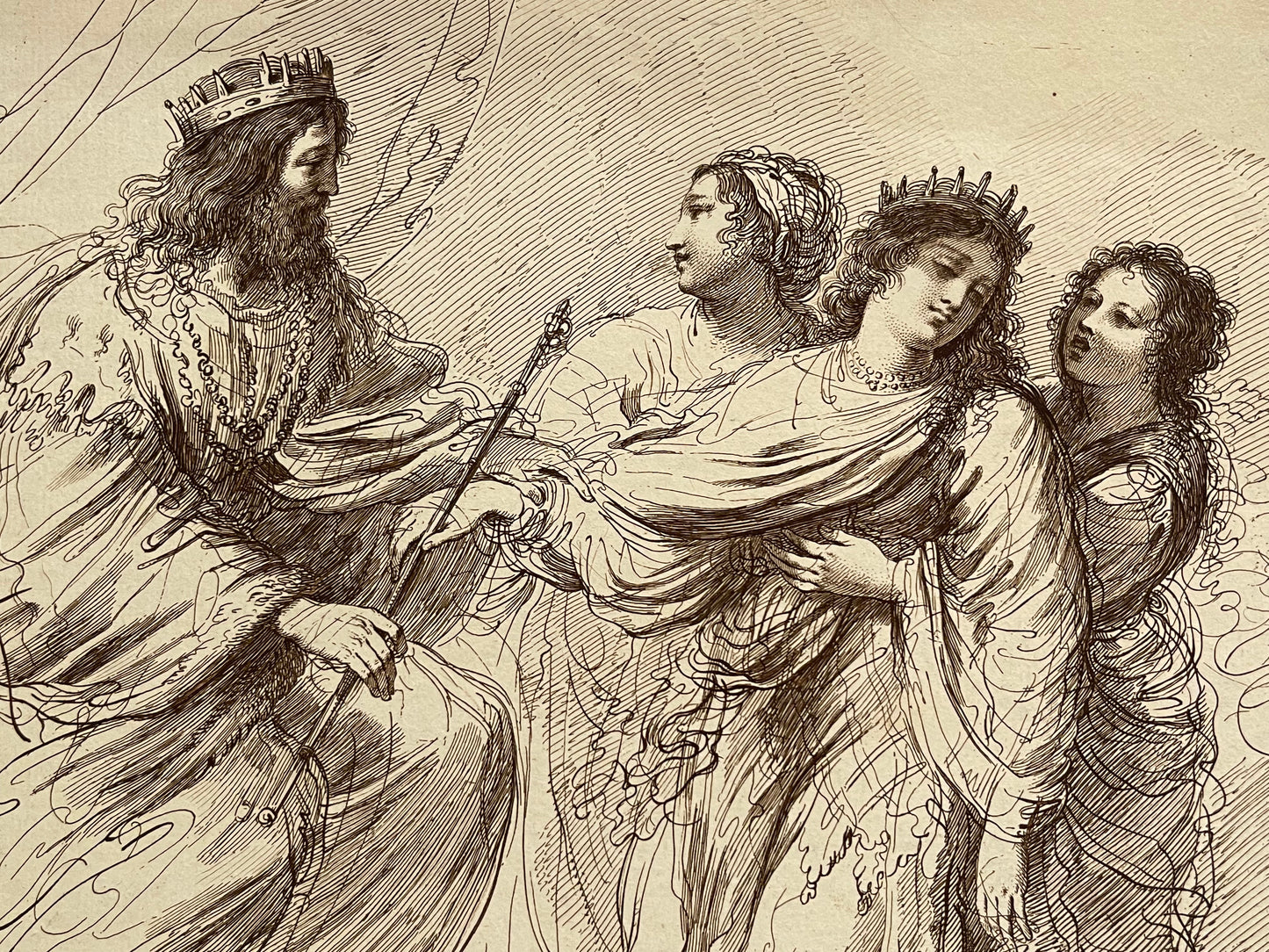 After Giovanni Francesco Barbieri Engraving: Queen Esther and Ahasuerus