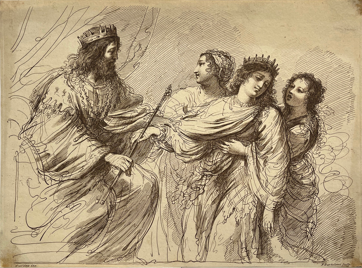 After Giovanni Francesco Barbieri Engraving: Queen Esther and Ahasuerus