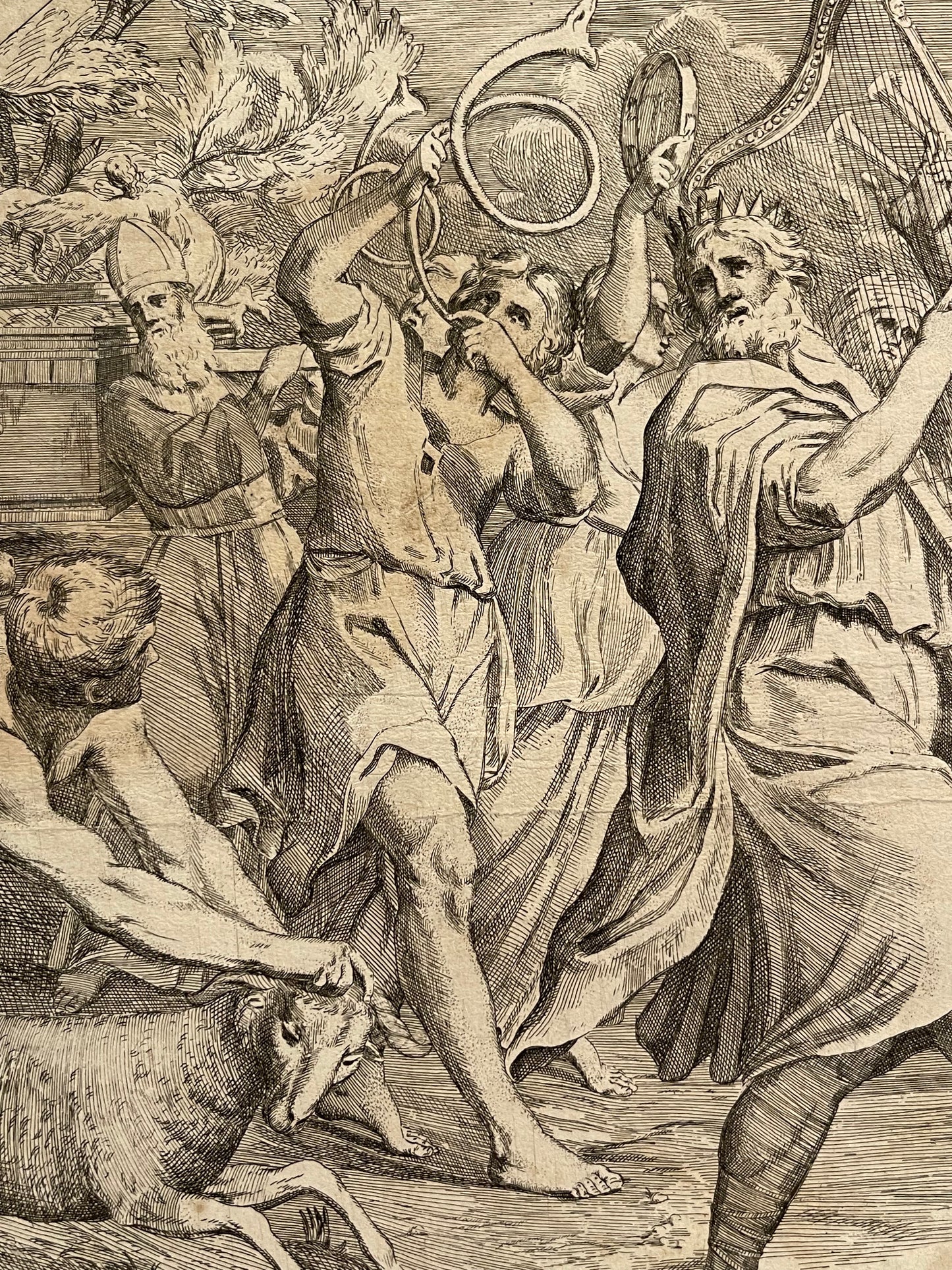 Francesco Bartolozzi Etching: "King David dances before the Ark of the Covenant"