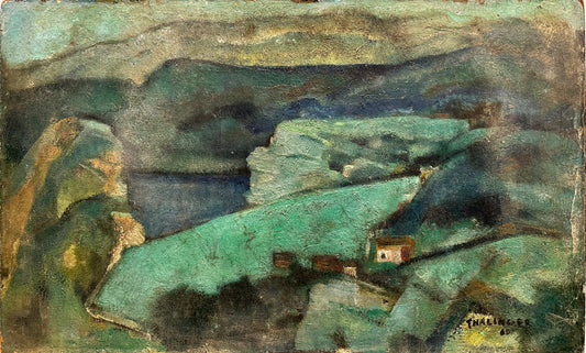 Oscar Thalinger Oil Painting: Landscape - A house in the green fields