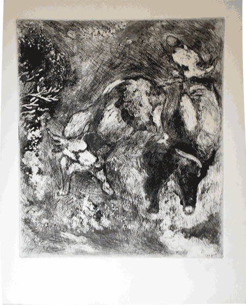 "Les deux taureaux et une grenouille" by Marc Chagall