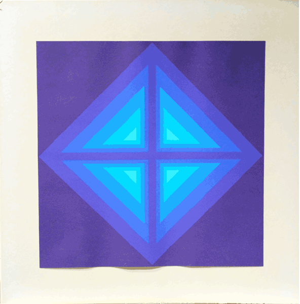 Victor Vasarely Screenprint: Blue Geometric Abstract