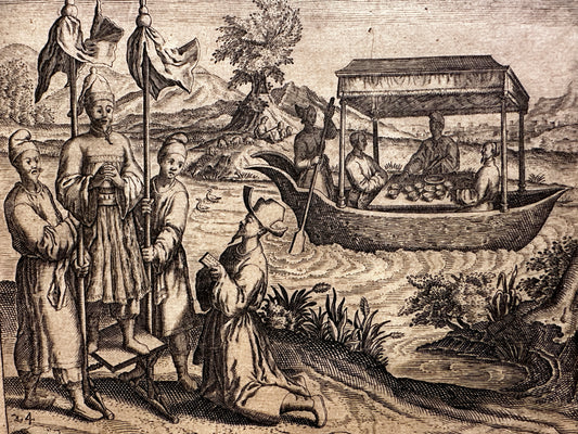 Theodor de Bry Engraving: Scene in China, from 'Indiae Orientalis'