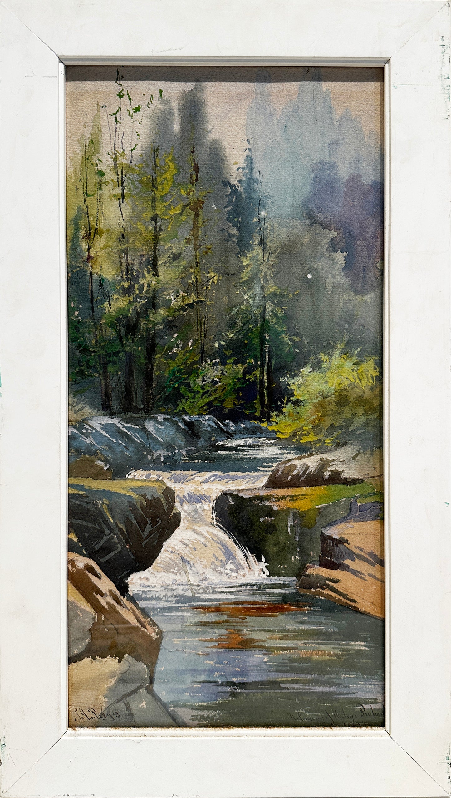 Justin Pregas Watercolor: River running through forest