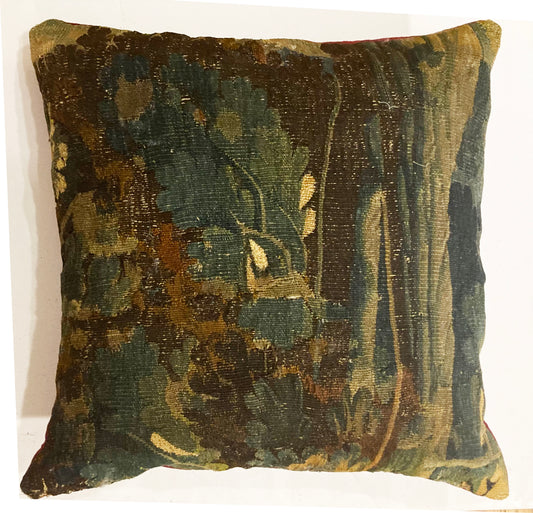17th Century Verdure Tapestry Pillow