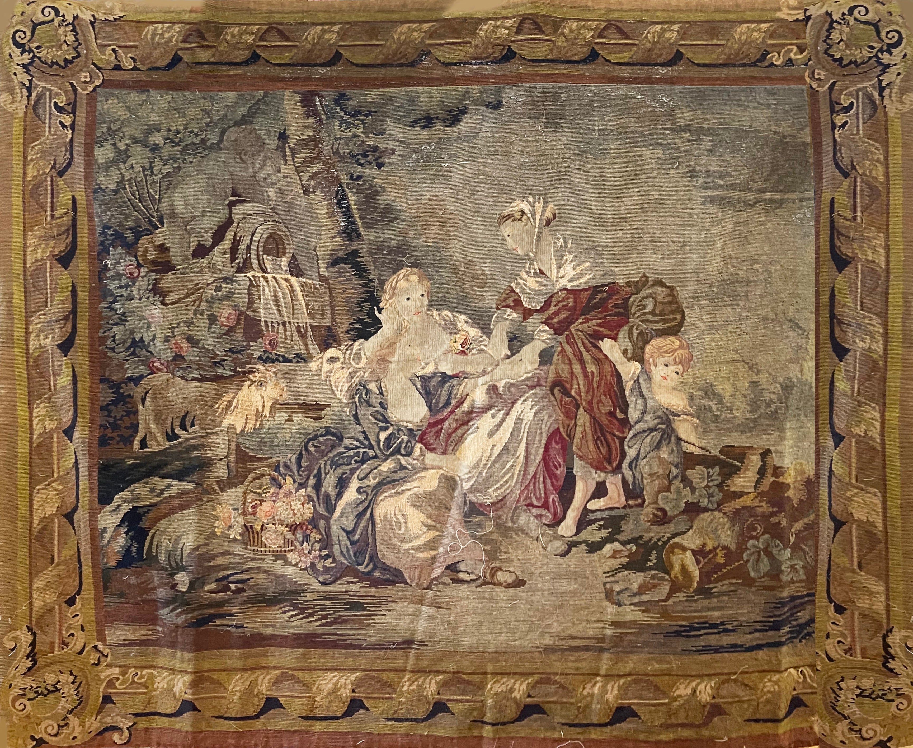 19th Century French Needlepoint Tapestry Art Haz