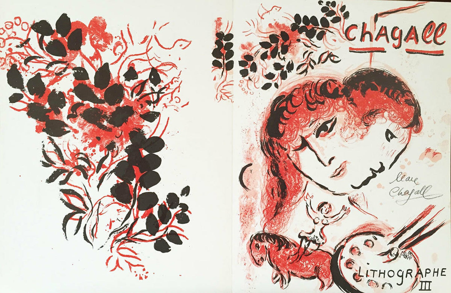 Marc Chagall Lithograph III: 1969 Marc Chagall Original Lithograph Cover for Book Lithograph III
